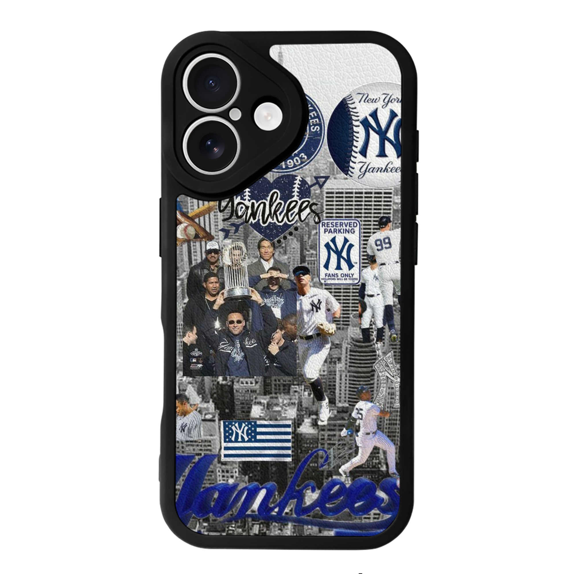New York Yankees 199 IPhone 16 Silicone Leather Case – UV Print, Lambskin Texture – Perfect Fit, Wireless Charging Compatible, Scratch Resistant, Precise Cutouts – Stylish Protection For IPhone 16